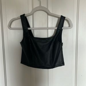 Black leather corset